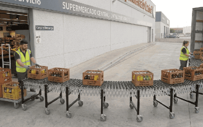 Transportadores de gravedad flexibles con ruedas para supermercados