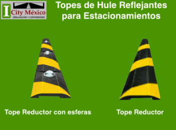 TOPES DE HULE REFLEJANTES PARA ESTACIONAMIENTOS