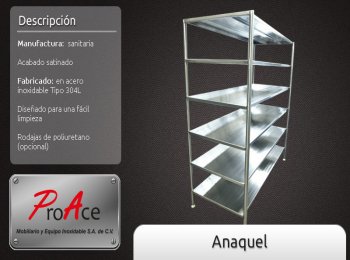 Anaqueles en acero inoxidable - Acero y Equipo Inoxidable PROACE