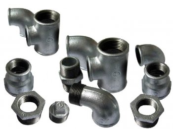 Conexiones galvanizadas de hierro maleable para tuberías de acero al carbón, Extremos roscados de clase 150 libras/pulgada²: conexiones galvanizadas para tuberías, Conexiones galvanizadas resistentes a los esfuerzos de expansión y contracción para tuberías de acero, Conexiones de hierro maleable para tuberías de acero: diámetros nominales de 1/8
