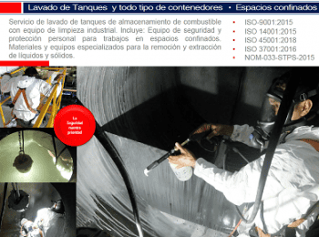 Lavado de tanques en espacios confinados - Productos Especiales del Sureste