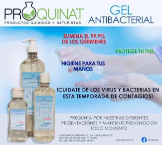 Gel antibacterial biodegradable para manos - Productos Químicos y Naturistas PROQUINAT