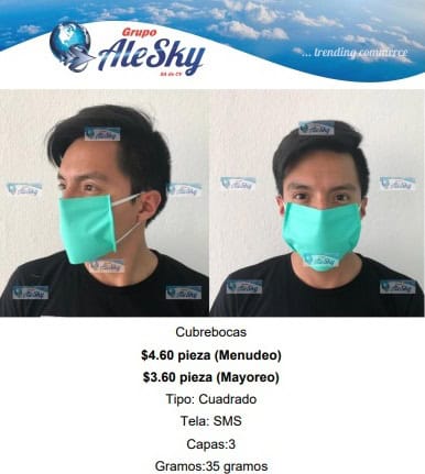Cubrebocas desechables - Grupo Ale Sky