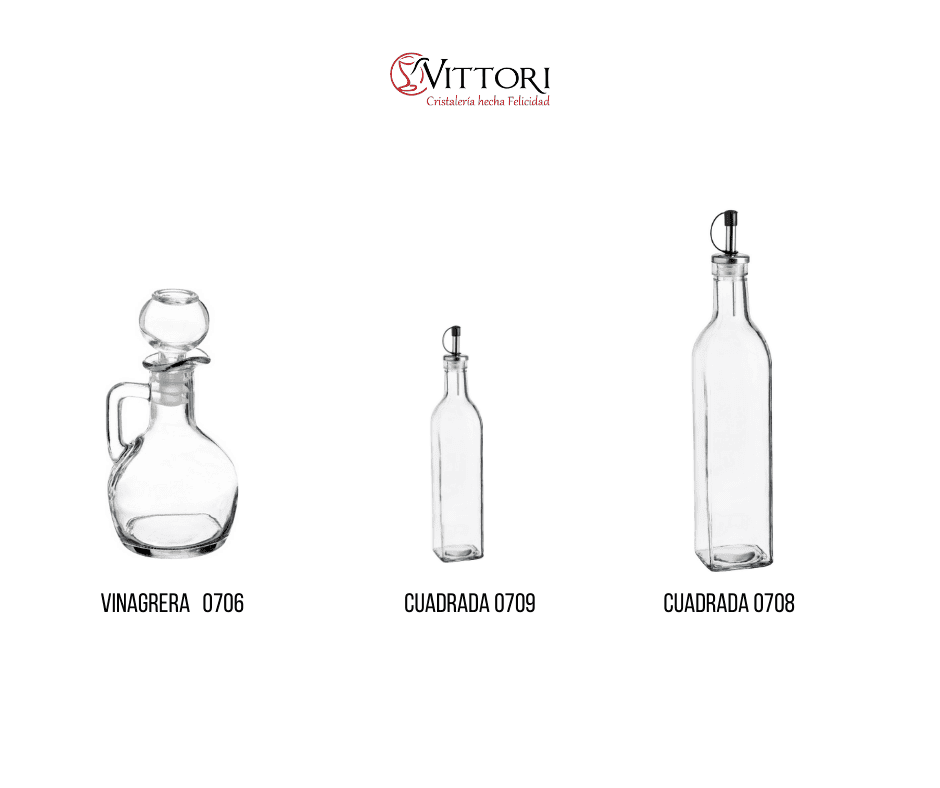 Botellas de vidrio para aceites y vinagres - Grupo Mittori