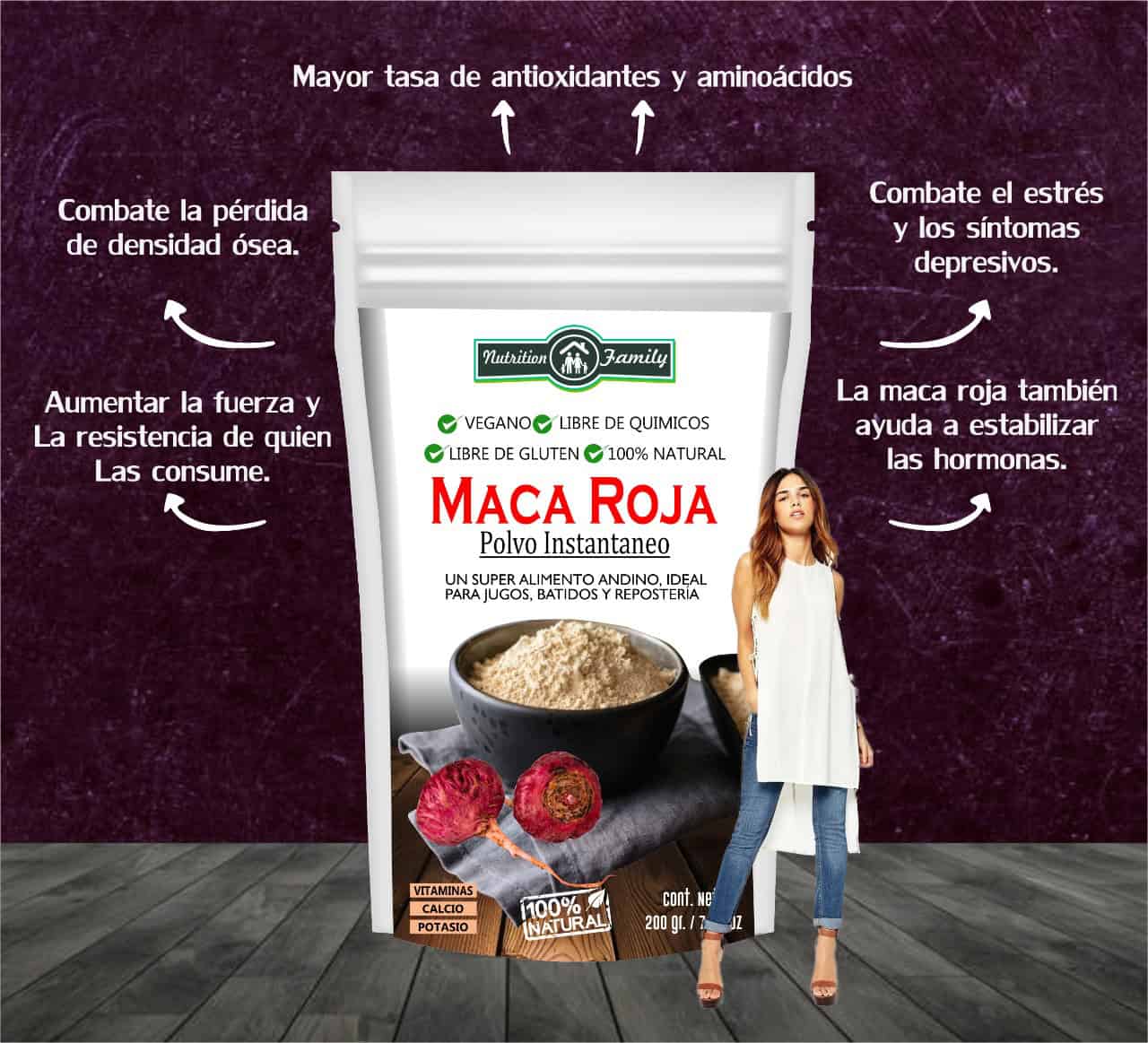 MACA ROJA  PRESENTADA EN DOYPACK