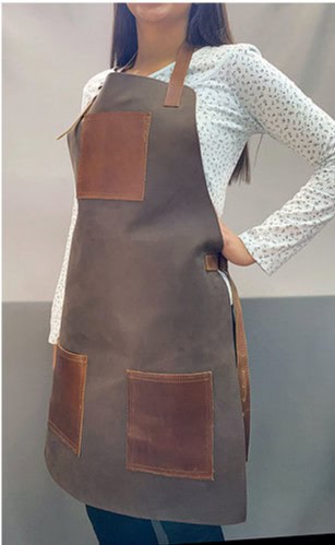 Mandil de Piel 3 Bolsas color Chocolate y Vintage Chedron