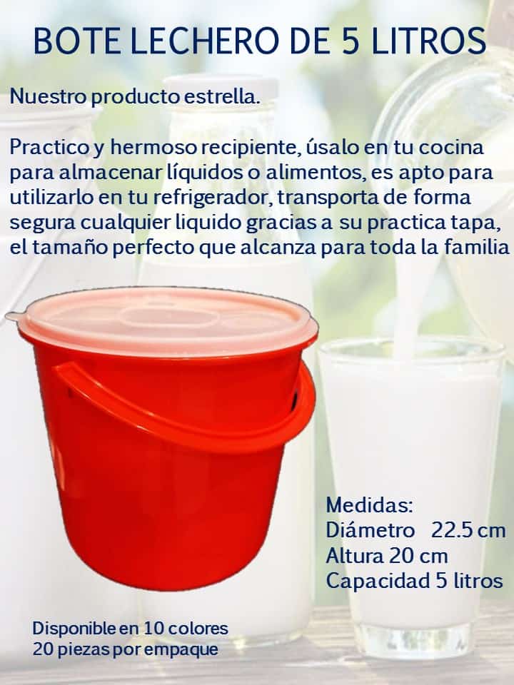 Bote de 5 litros con asa y tapa