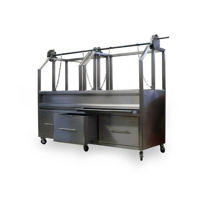 Asador tipo argentino fabricado en acero inoxidable