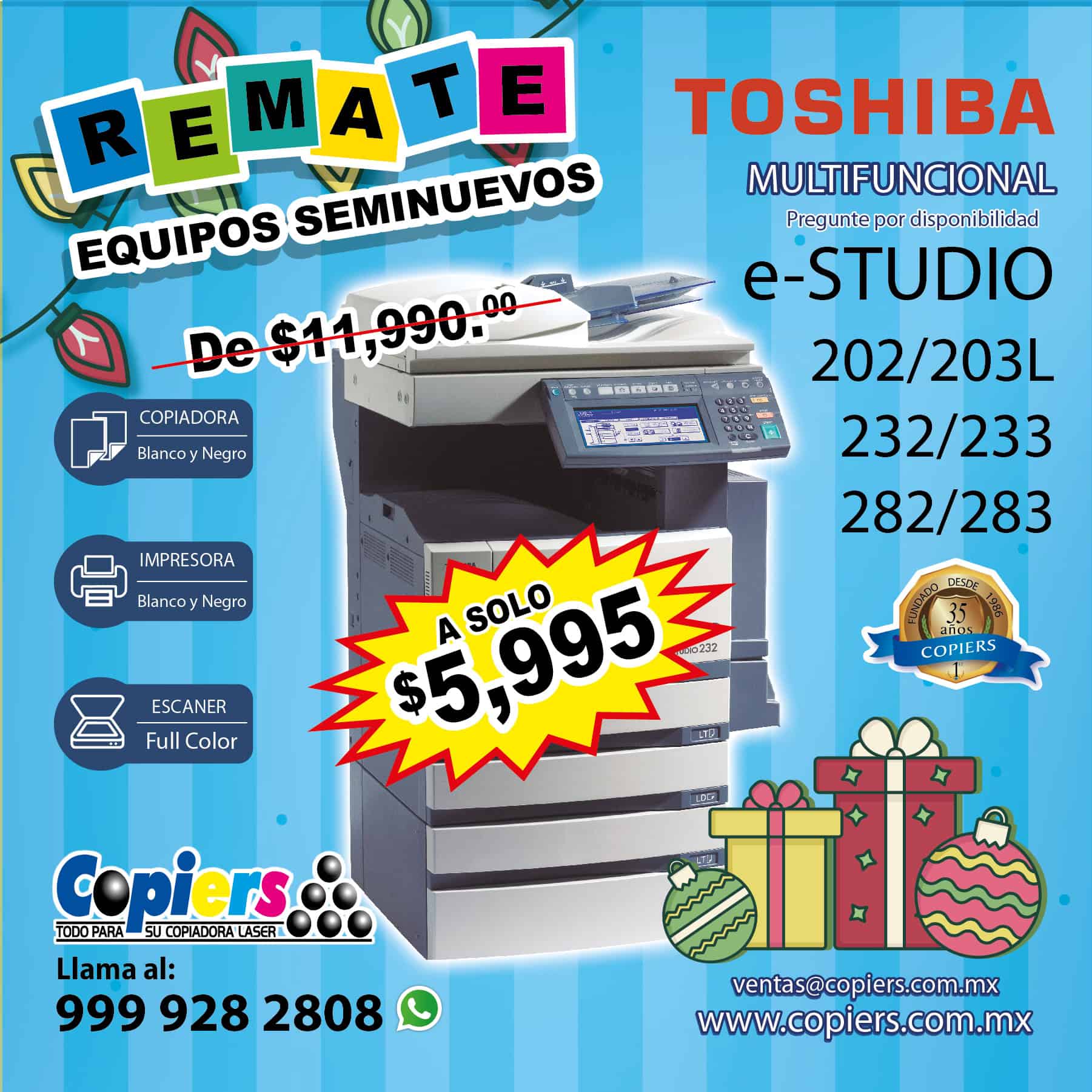 Copiadora multifuncional Toshiba - impresión de medio volumen