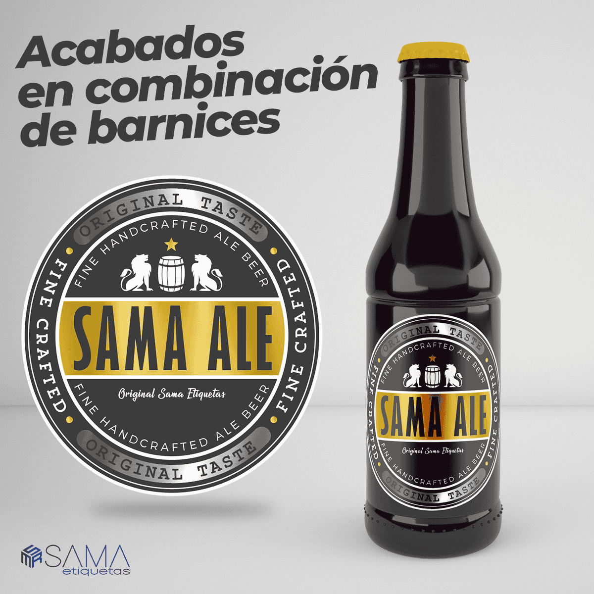 Etiquetado de botellas con diferentes materiales de acabados