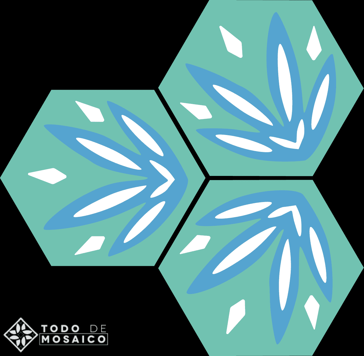 Mosaicos de pasta hexagonales Webber blue agave