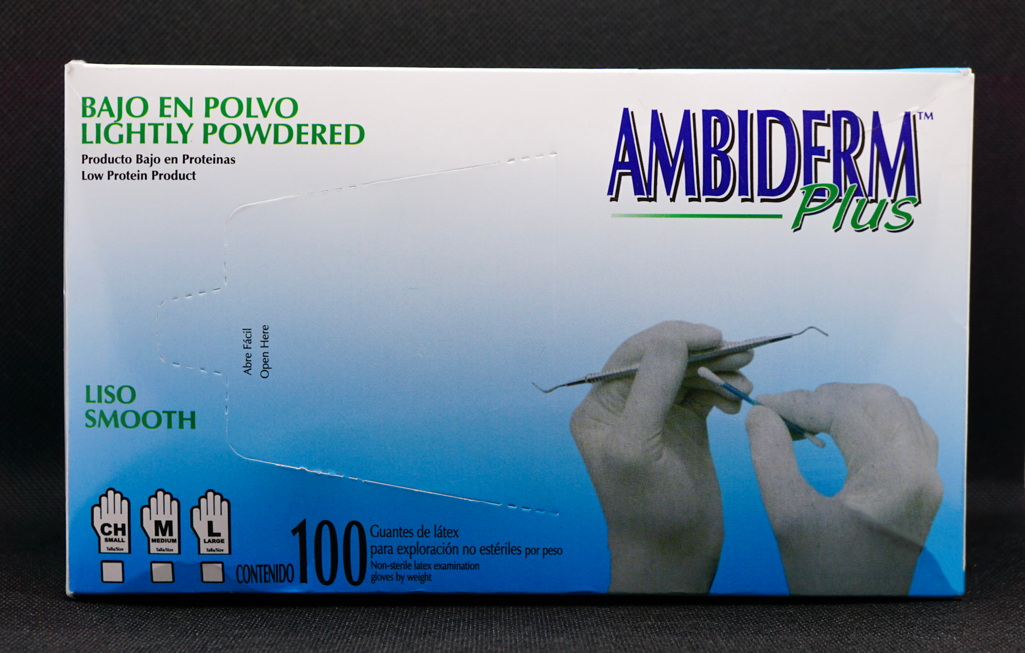  Guantes de látex Ambiderm, bajo en polvo(con defecto de color) para uso general