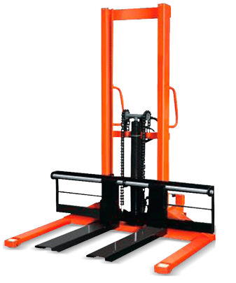 Apilador o estivador hidrulico con base ancha, uñas ajustables, capacidad de carga 1000kg o 1500kg. estiva a 1.60m. o 2.20m. 