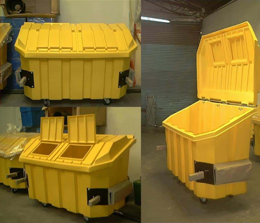 Bote o contenedor para basura de polietileno con protección U.V. (ultra violeta) para basura, desperdicio industrial con 4 Ruedas giratorias de hule 6