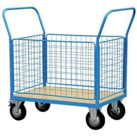Carrito de carga con canastilla, doble maneral maneral, para 100 y hasta 500gk de capacidad de carga, con ruedas, tipo tractor fabricado en medidas, formas y colores que requiera