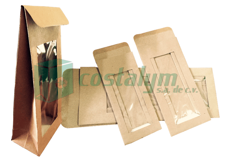 Bolsas de papel kraft con ventana plastificada