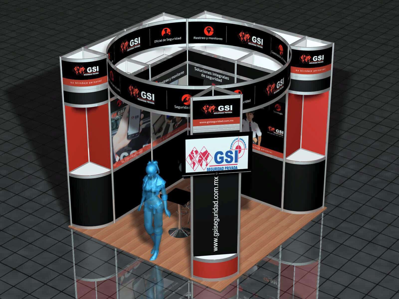 Diseño de stands esquina de 3x3 