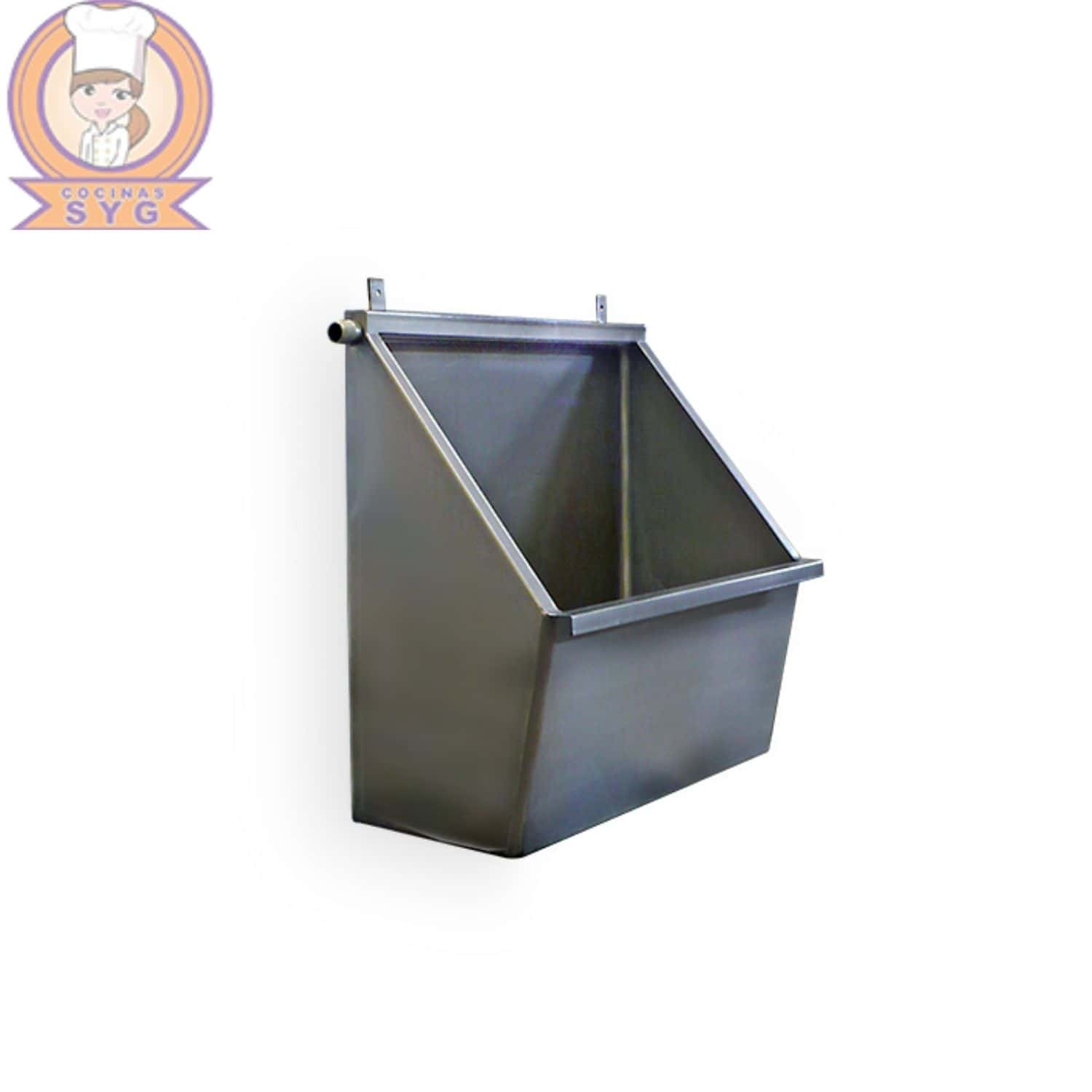 Mingitorio a muro de acero inoxidable.