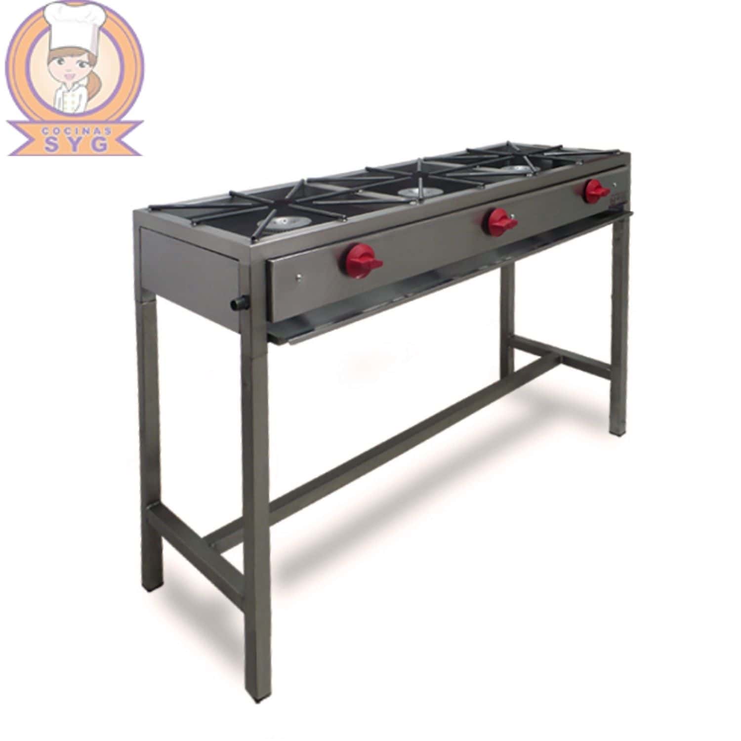 Parrilla estructural de 3 quemadores.