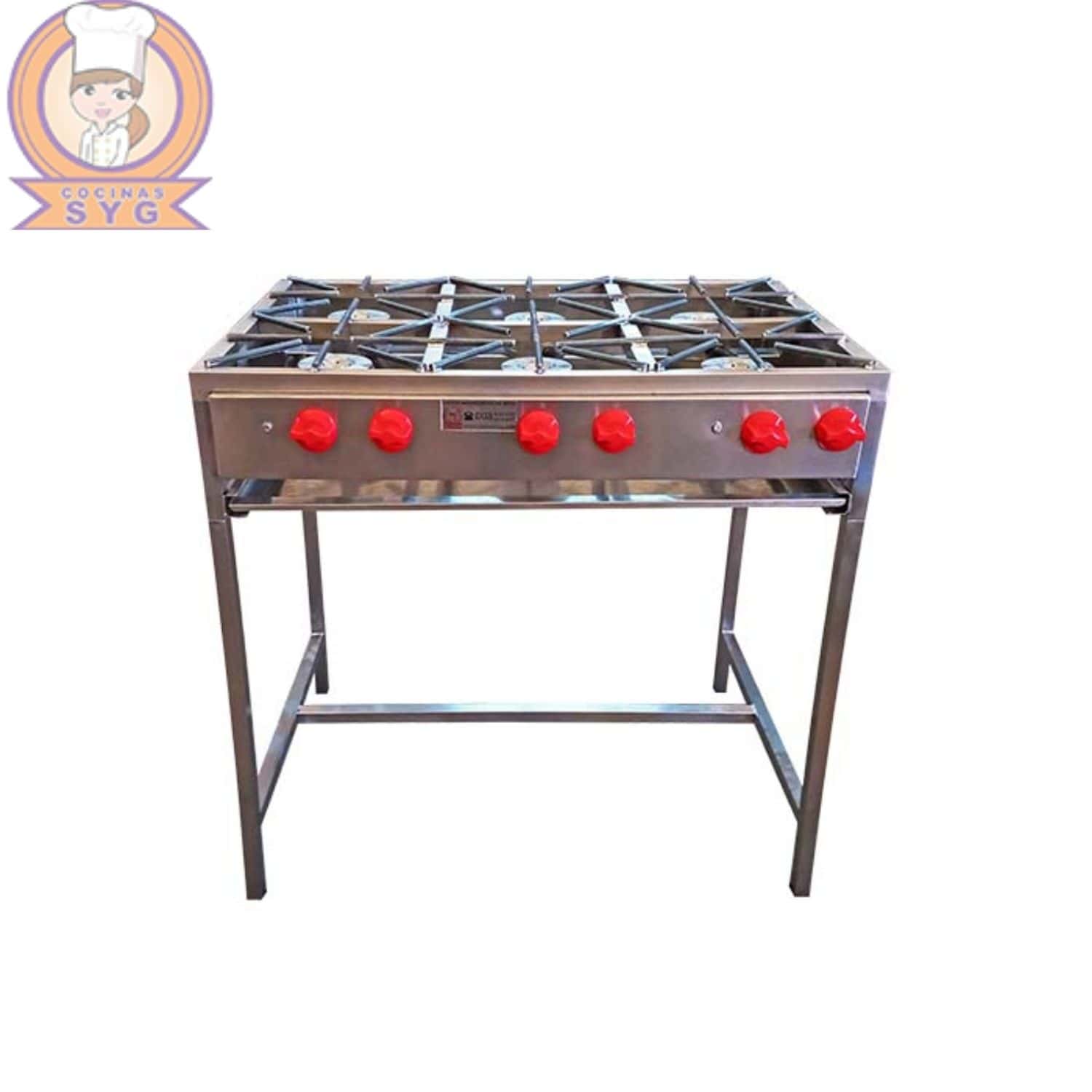 Parrilla estructural de 6 quemadores.