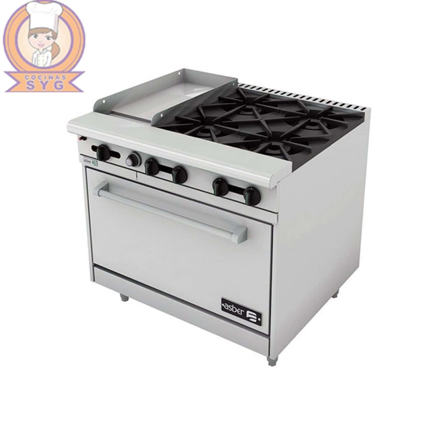 Plancha y parrilla con horno a gas AEMR-G12-B4-36