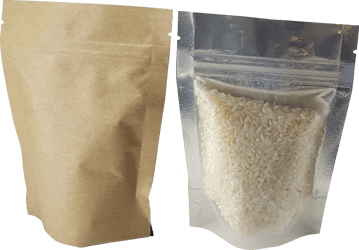 Bolsas pouch con acabado en papel Kraft con fuelle de fondo