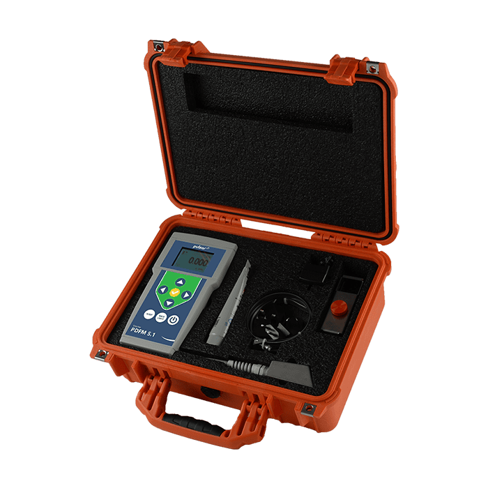 Medidor ultrasónico de flujo Portatil para medición de aguas residuales, modelo PDFM5.1 marca PULSAR