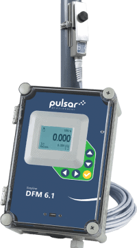 Medidor de flujo ultrasonico doppler, para medición de aguas residuales,  modelo  Greyline DFM6.1 marca PULSAR