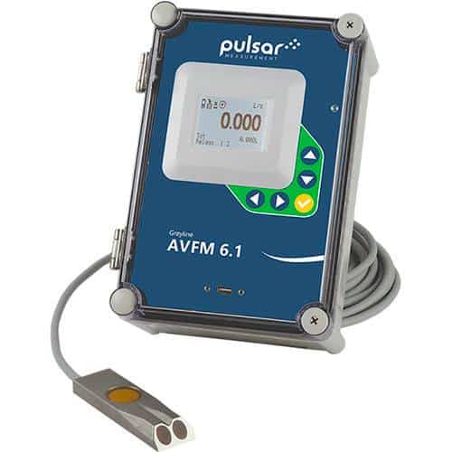 Medidor de flujo ultrasónico, área-velocidad, Modelo Greyline-AVFM, Marca Pulsar para canales abiertos y tubería parcialmente llena
