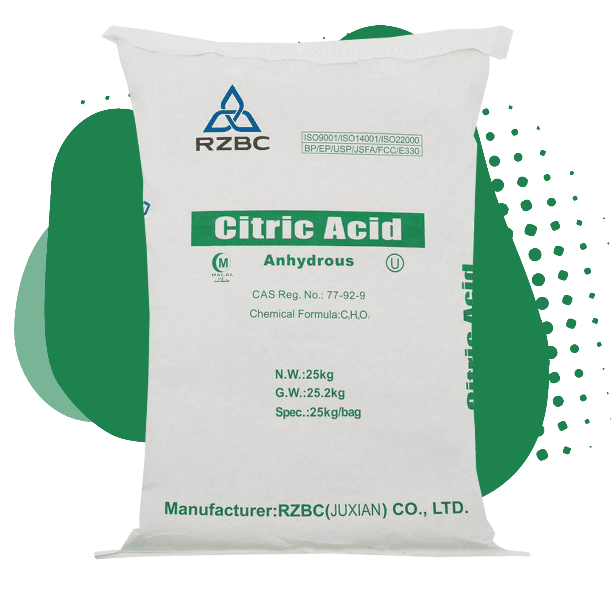 Acido citrico anhidrido usp en sacos de 25 kg