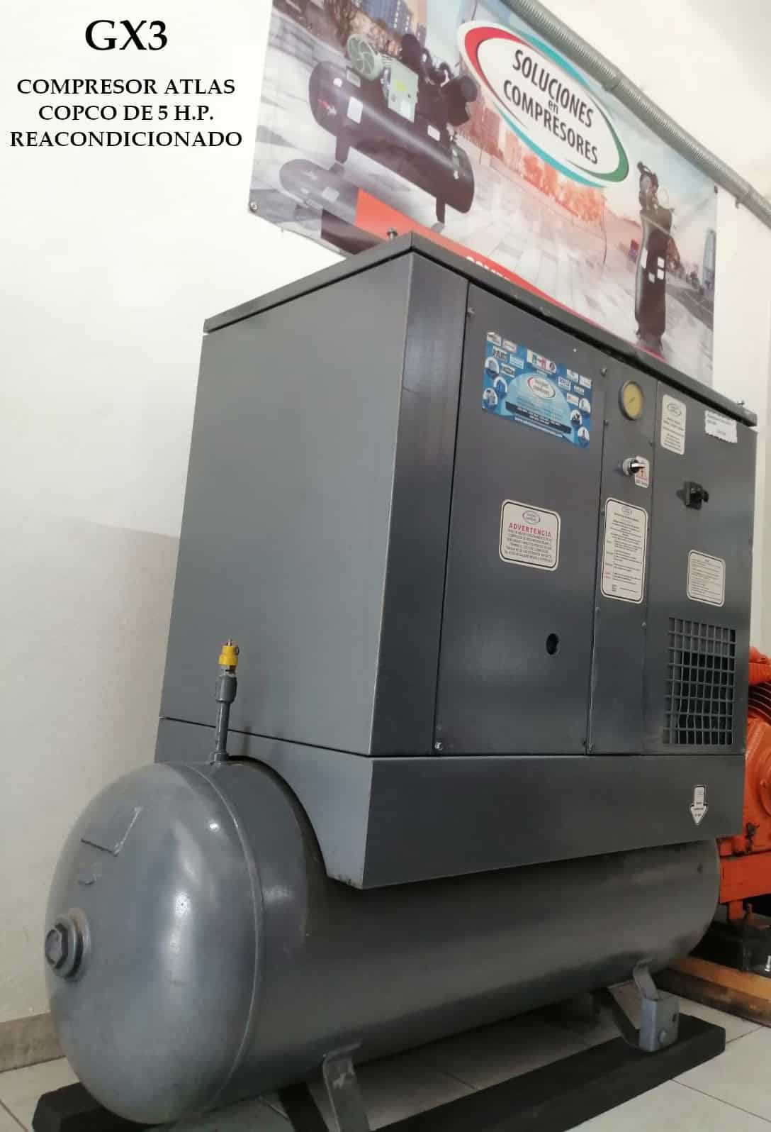 COMPRESOR ATLAS COPCO DE 5 H.P MODELO GX3                   