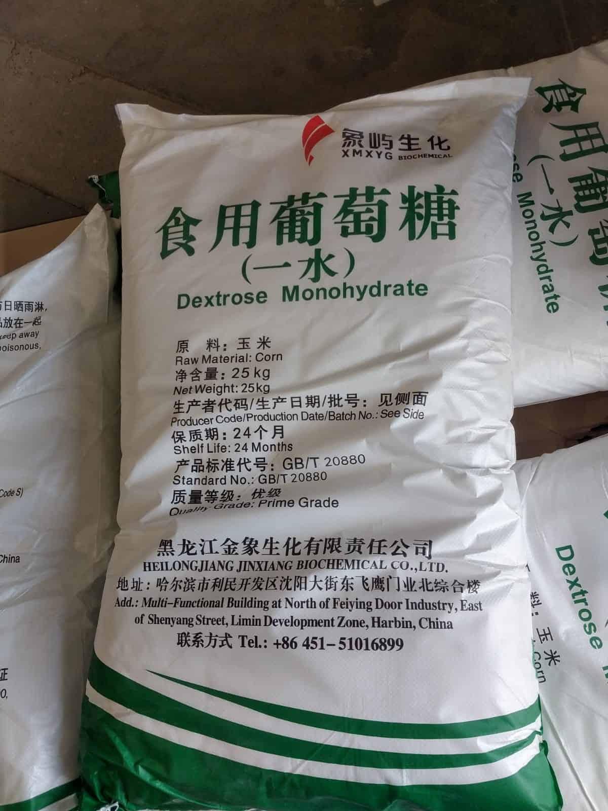 Dextrosa Monohidratada como edulcorante