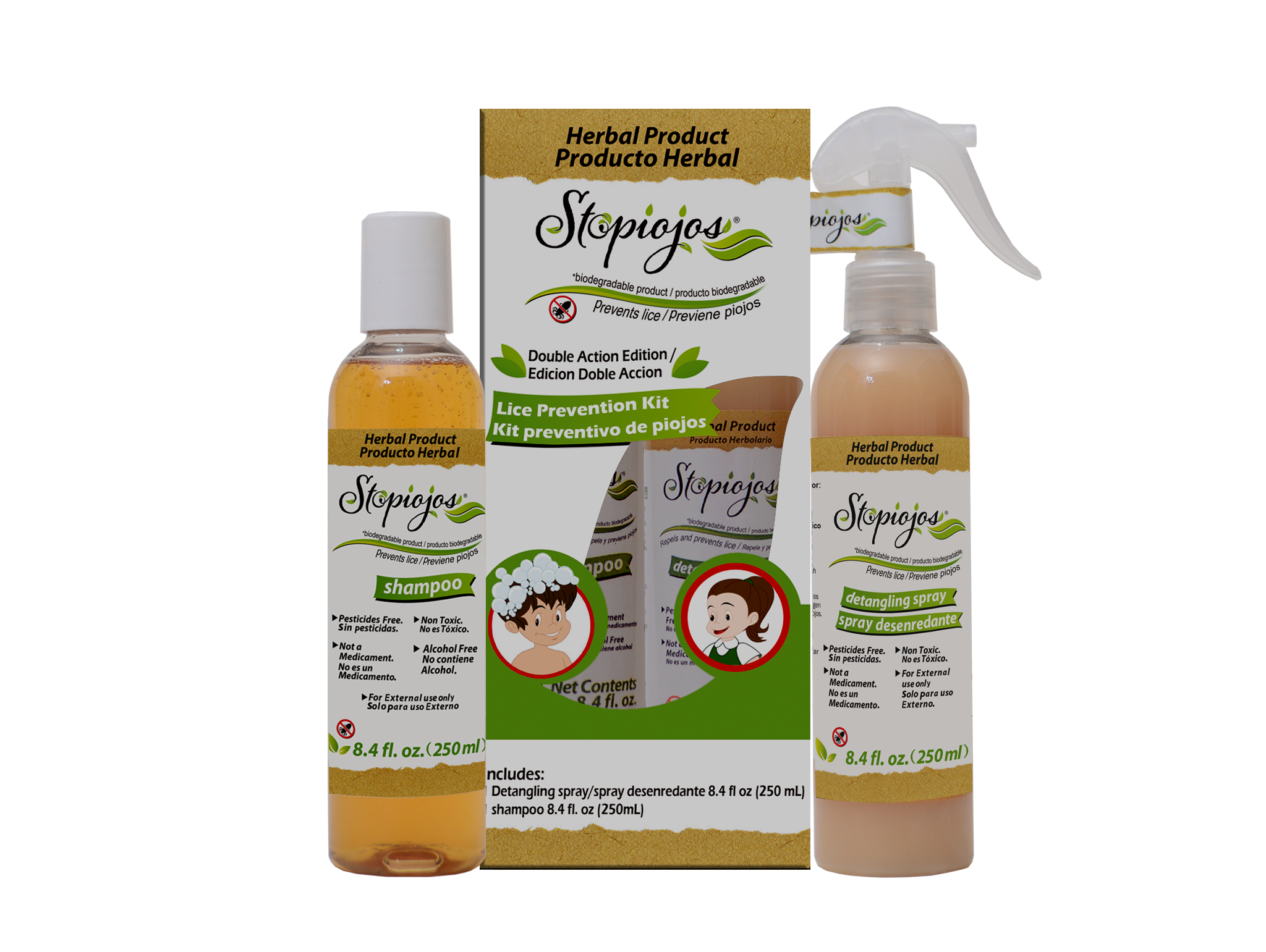 shampoo250gr spray desenredante 250ml