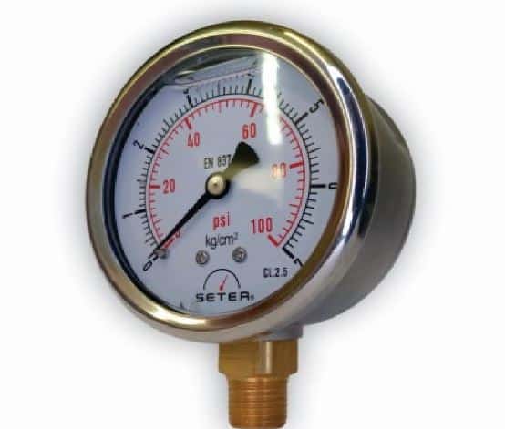 Manómetros de glicerina 2.5 Pulgadas INF 1/4 en bronce