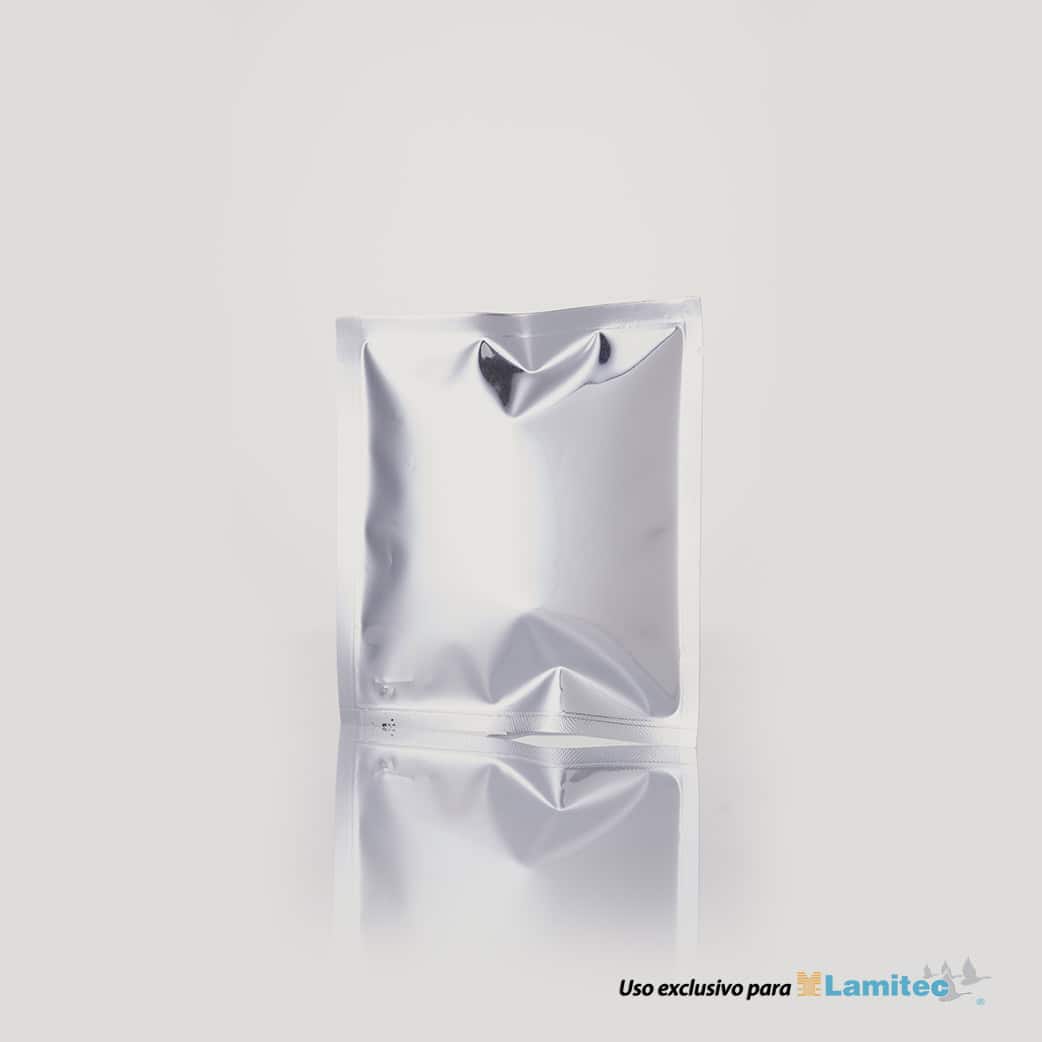 Bolsa 3 sellos metálica plata. 