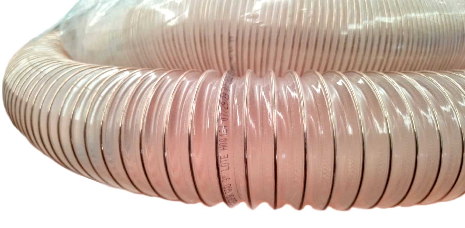 Manguera de poliuretano transparente con alambre de acero cobrizado