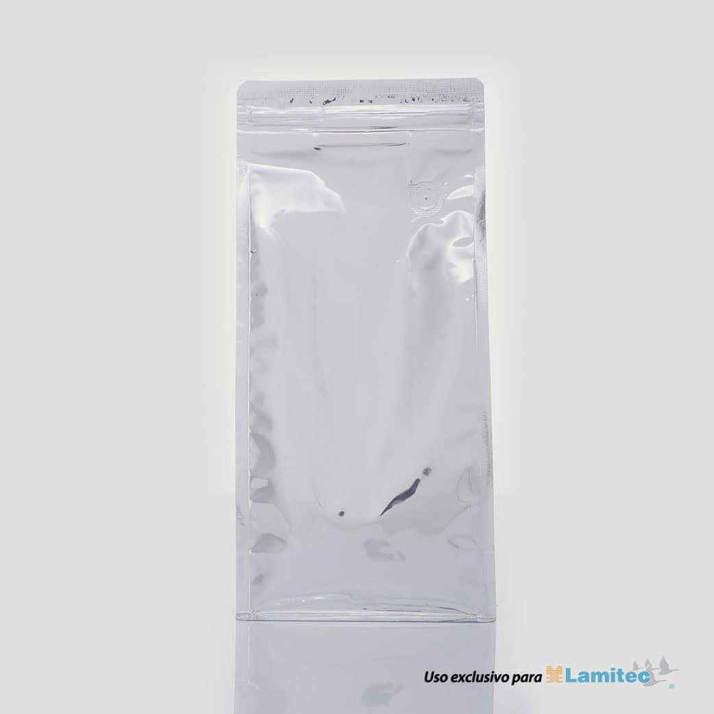 Fondo plano met. plata 1kilo con válvula y zipper. 