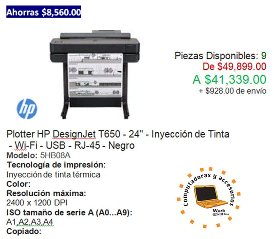 Impresoras en gran formato PLOTTER HP DesingJet T650