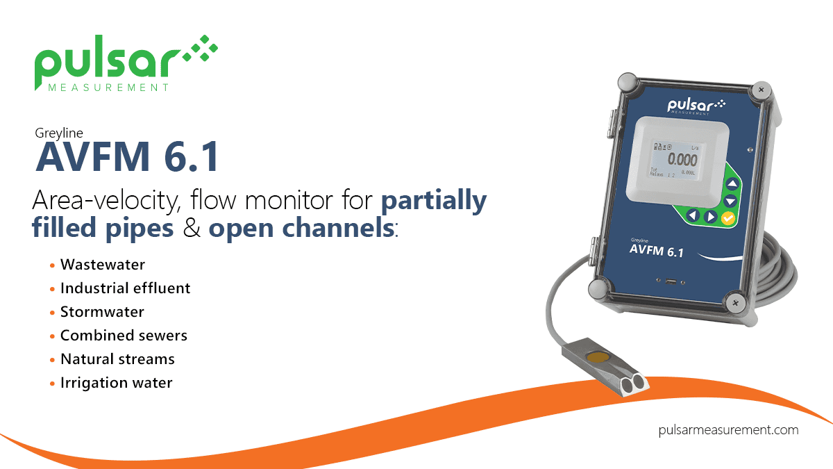 Medidores de caudal para canales abiertos y tuberías parcialmente llenas modelo Greyline-AVFM6.1, marca PULSAR