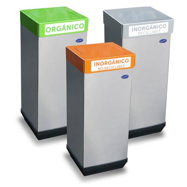 Basurero cubo de acero inoxidable ecológico 26x26x66cm