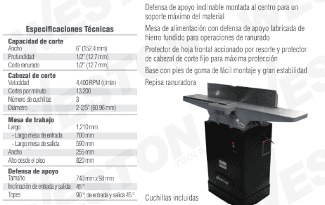 Canteadora Profesional M-03055 Weston 6'' 1HP 110/220V DLX