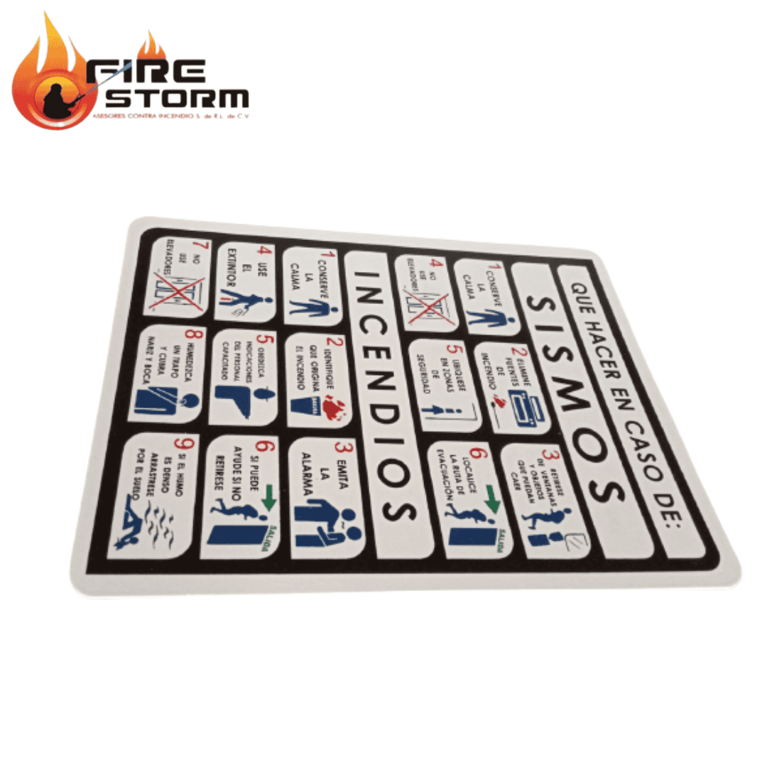 Letreros de riesgo y obligación en estireno Fire Storm
