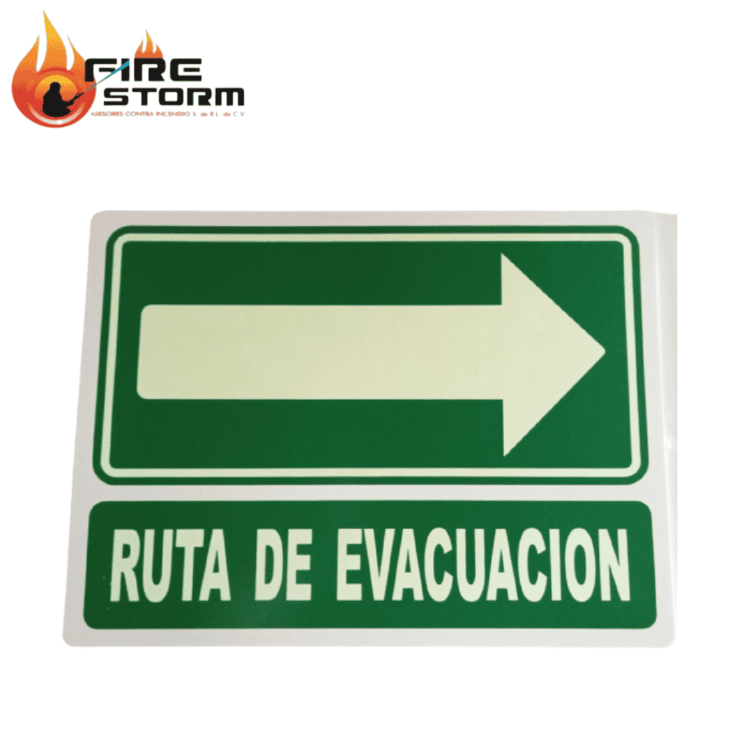 Letreros de ruta de evacuacion en estireno mate ó fotoluminicentes Fire Storm