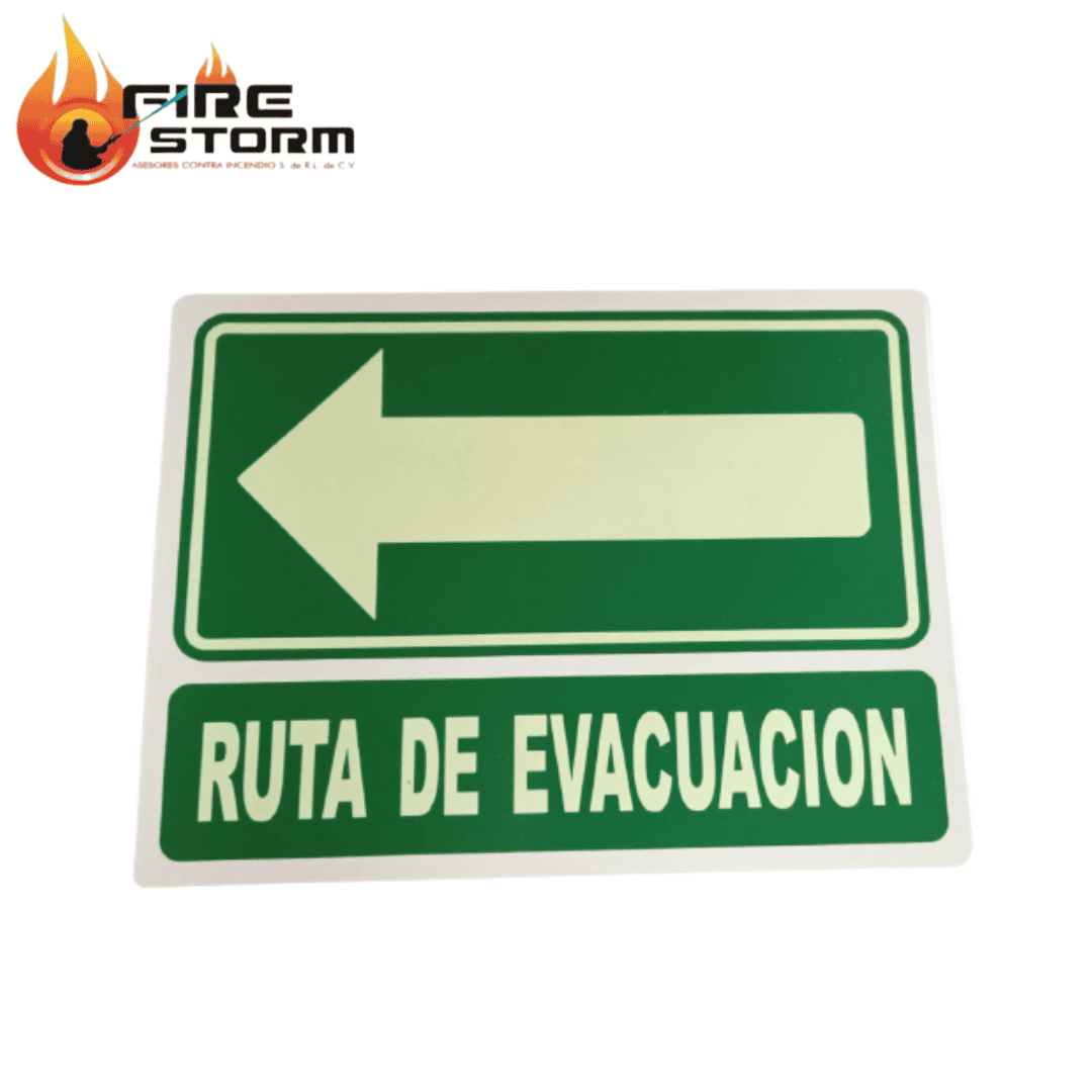 Letreros de ruta de evacuacion en estireno mate ó fotoluminicentes Fire Storm