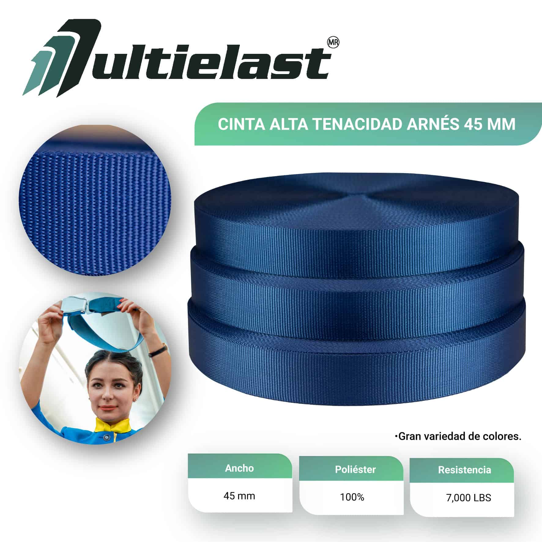 Cintas de alta tenacidad arnés 45 MM