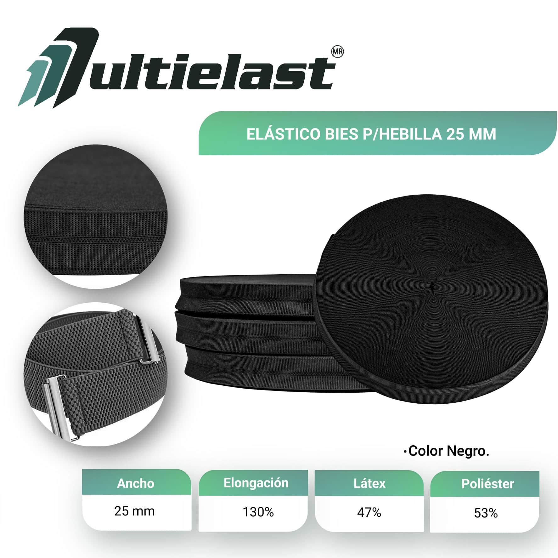 Bies elásticos para hebilla 25 mm Multielast 2