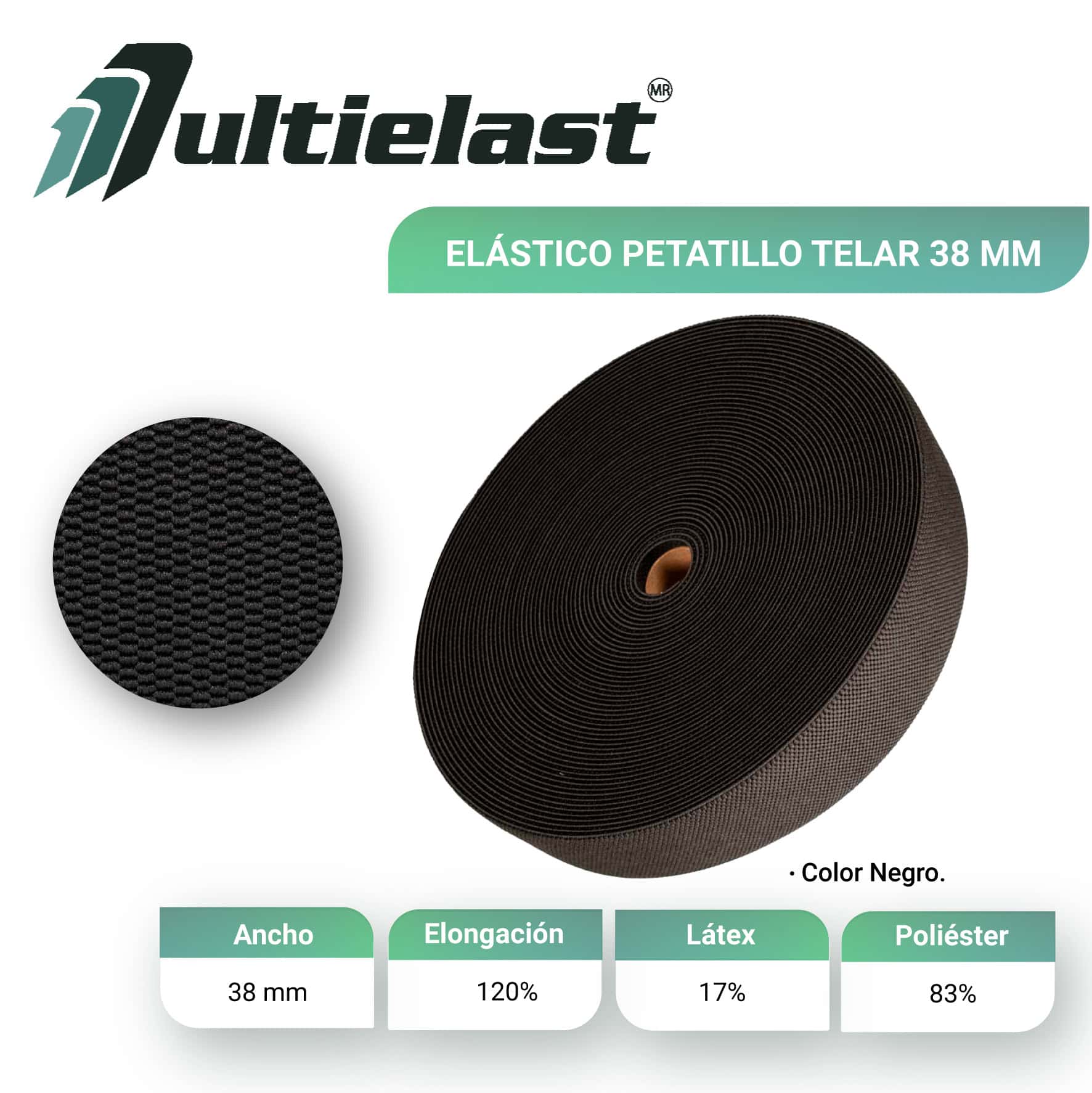 Elásticos para calzado confección telar petatillo 38 mm