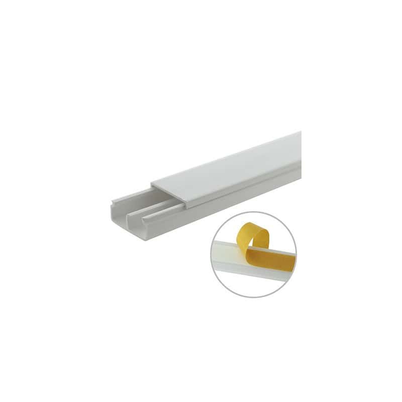 Canaleta blanca con división, 20 x 10 mm, tramo 6 pies, con cinta adhesiva