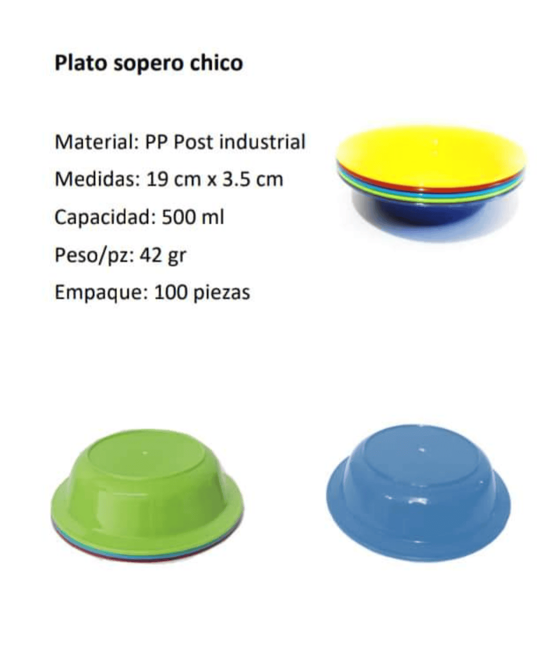 Platos de plástico soperos chicos