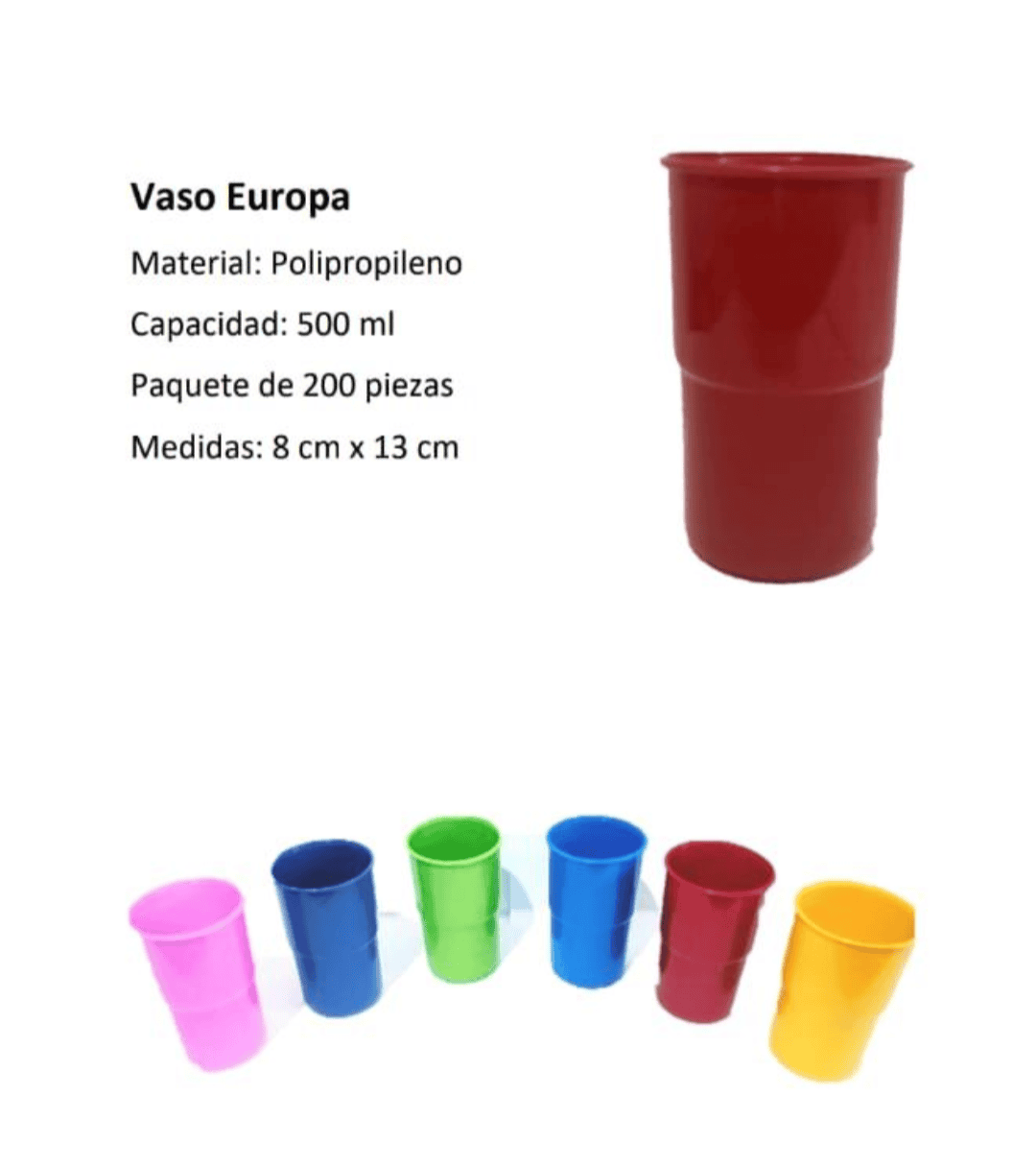 Vasos de Plástico Europa de 500 ml